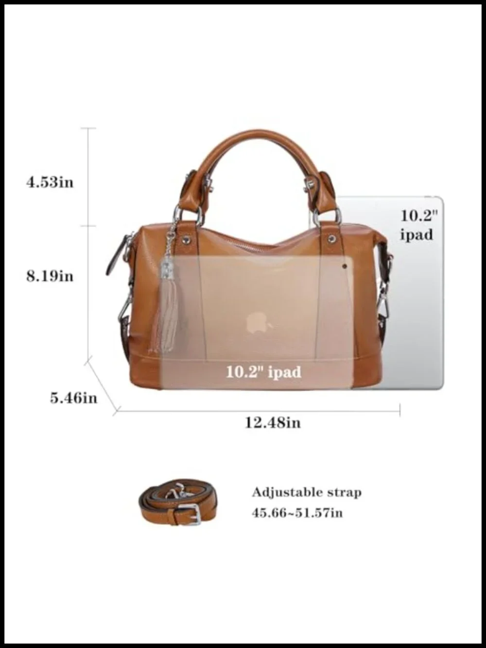 Genuine Leather Satchel Tote Crossbody Bag Women Shoulder Handbag
